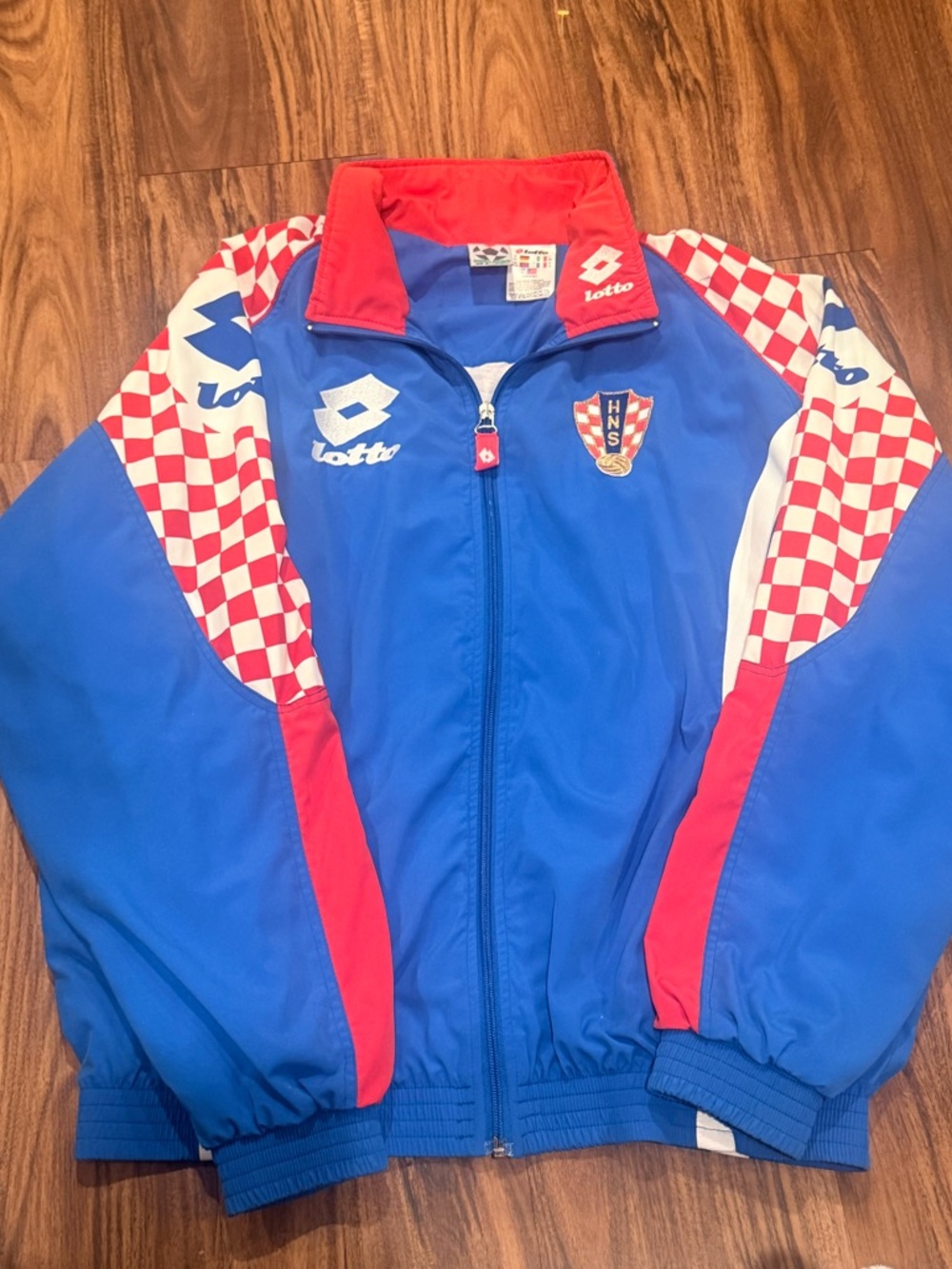 Vintage 90's Lotto Croatia Football Jacket Soccer Mens Full Zip Rare Large